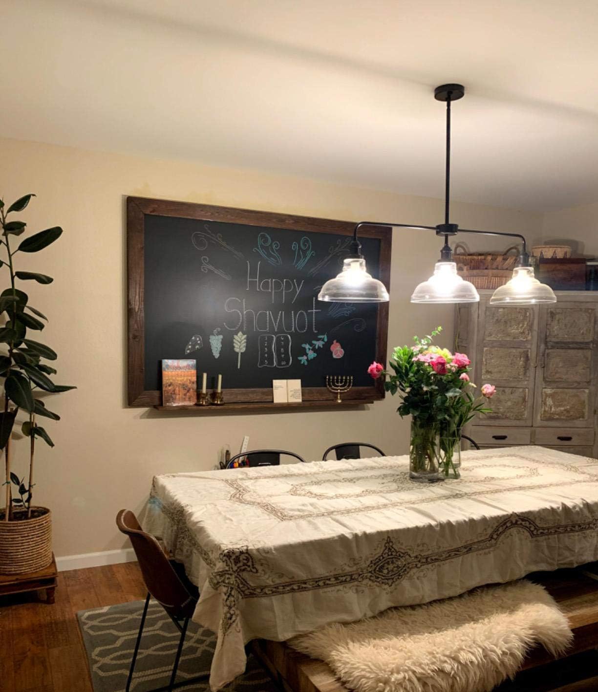 DANSEER Modern Large Glass Island Lighting Oil Rubbed Bronze Pendant Lighting