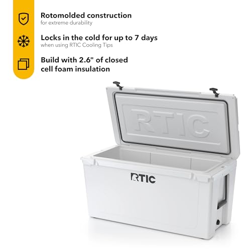 RTIC 145 QT Ultra-Tough Cooler Hard Insulated Portable Ice Chest Box for Beach, Drink, Beverage, Camping, Picnic, Fishing, Boat, Barbecue