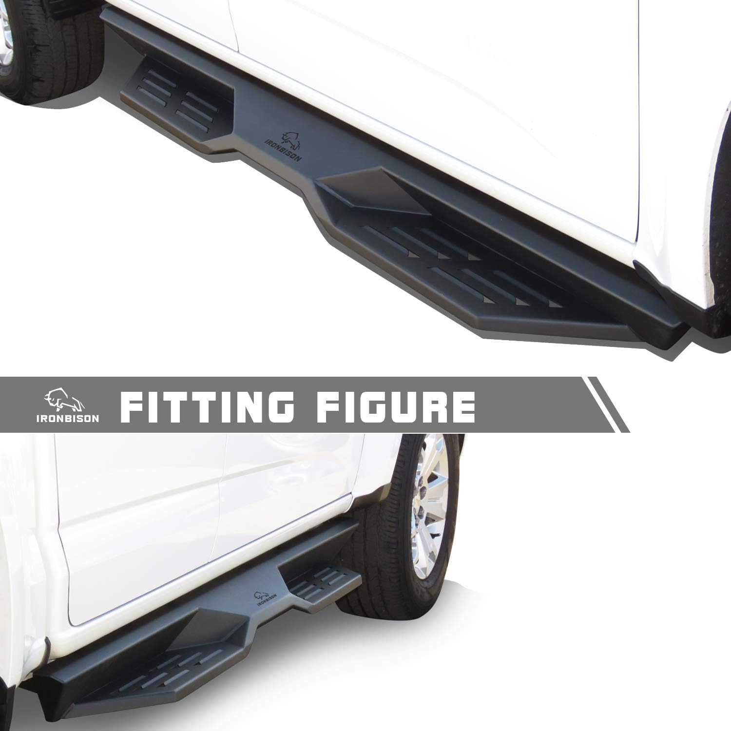 IRONBISON Defender Side Steps Fit 2015-2024 Chevy Colorado/GMC Canyon Crew Cab Truck Pickup Running Boards Fine Texture Black 5” Drop Steps Nerf Bars Rock Slider (2pcs)