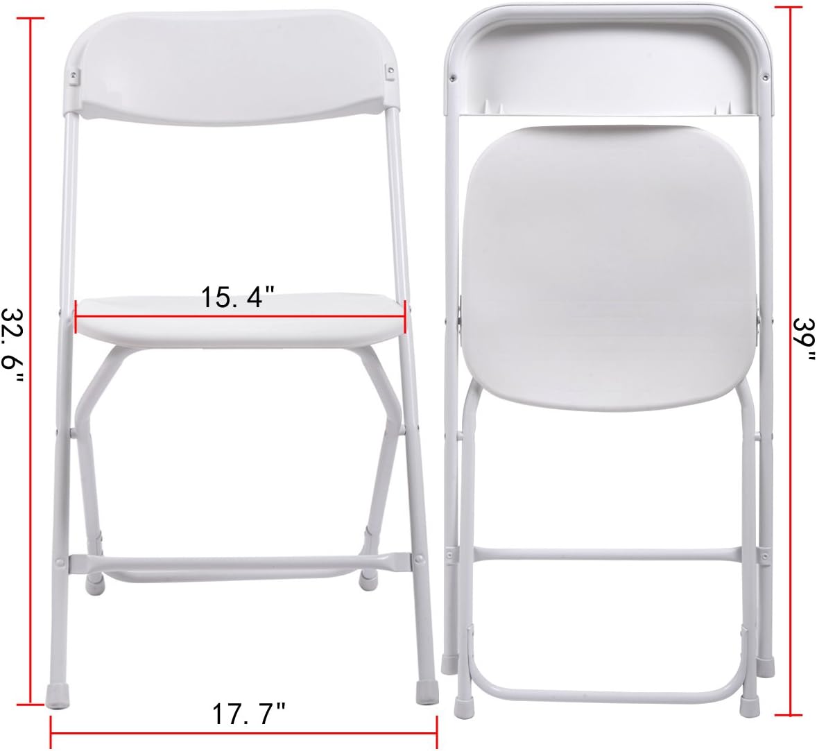 10-Pack Plastic Folding Chair Stackable Wedding Party Events Commercial Chair for Indoor＆Outdoor, White