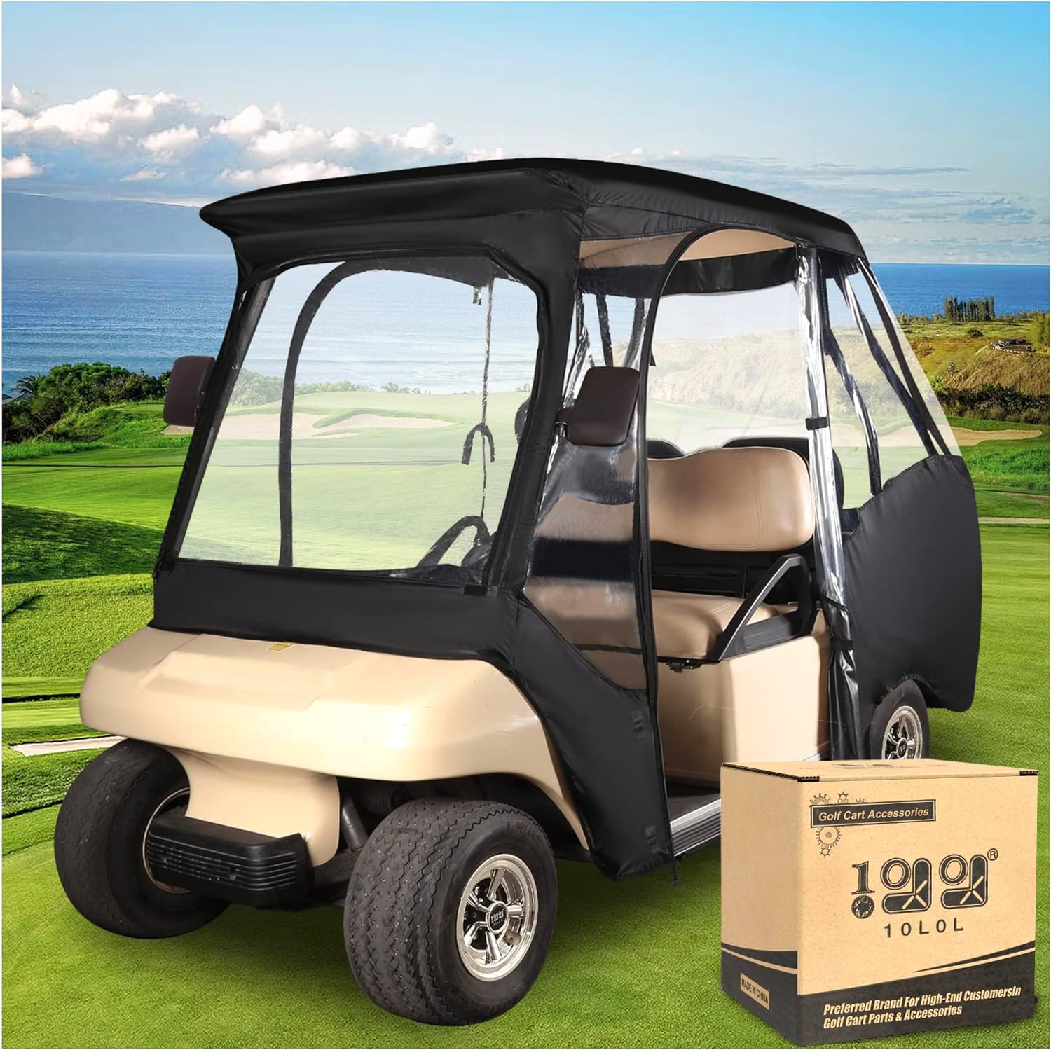 10L0L 4 Passenger Golf Cart Enclosure, Storage Cover (Short Roof 56