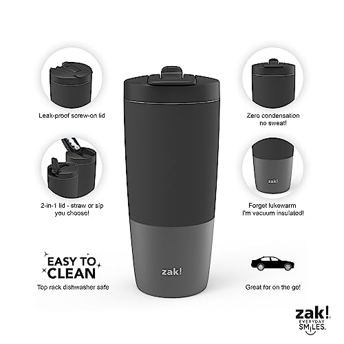 zak! Sutton 2-in-1 Tumbler, Coral Blush - 20 oz - Durable Stainless Steel - Double-Wall Vacuum Insulation & Leak-Proof Lid - BPA Free - Dishwasher Safe