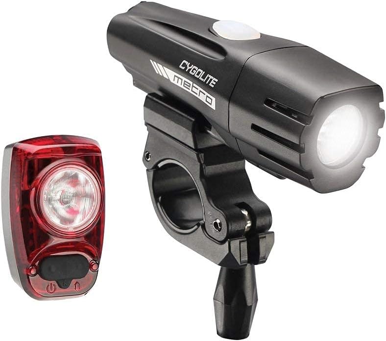 Cygolite Metro 700 Lumen Headlight and Hotshot 100 Lumen Tail Light USB Rechargeable Bike Light Combo Set , Black / Red