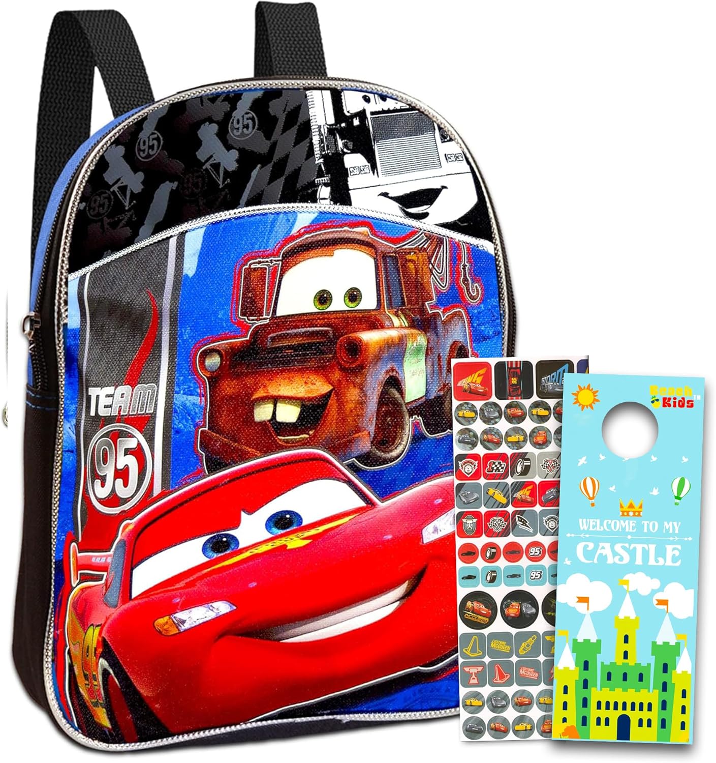Disney Cars Toddler Preschool Backpack Set - Bundle Includes 11 Inch Disney Cars Mini Backpack and Stickers (Disney Cars School Supplies)