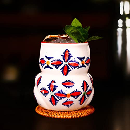 Tiki Mugs Cocktail Set of 2 - Ceramic Hawaiian Party Mugs Drinkware, Cute Cocktail Glasses, Tiki Bar Professional Barware
