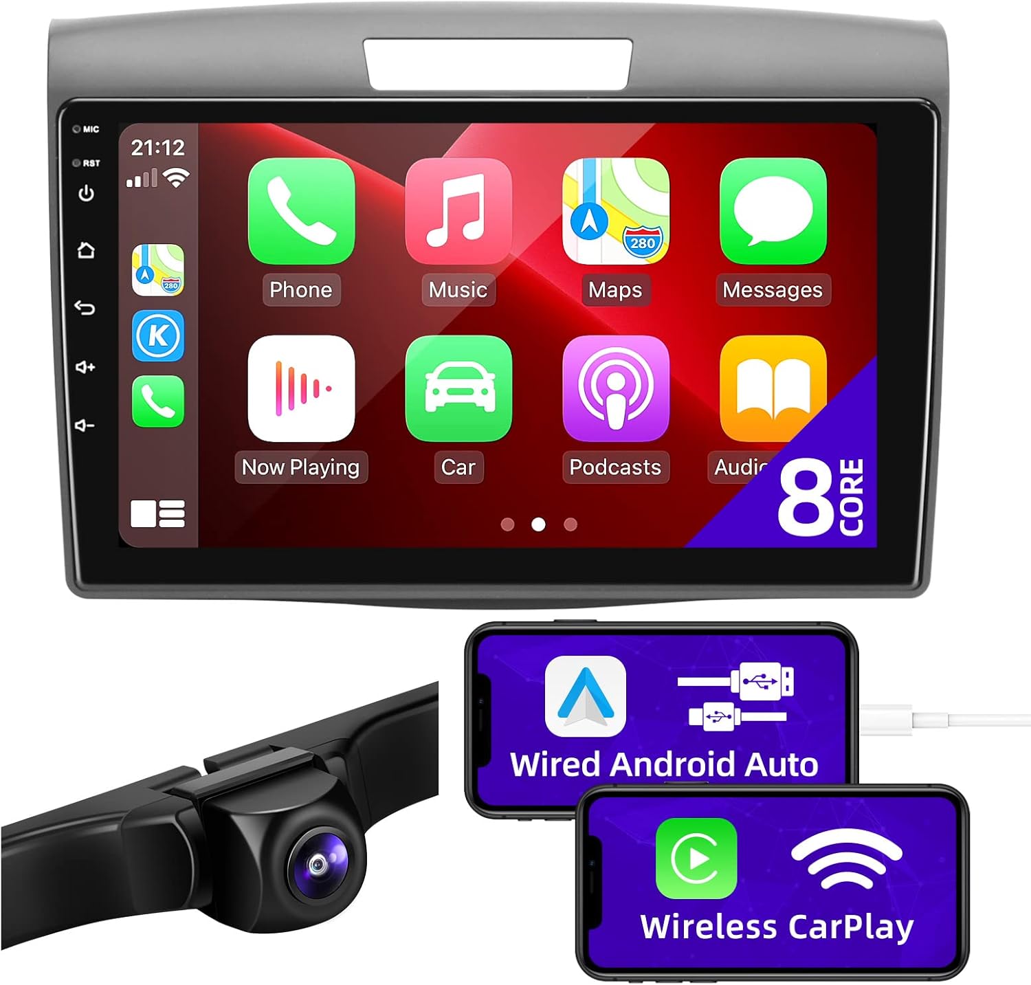 Android 11 Car Radio updated Compatible with Wireless Carplay Android Auto for Honda CRV 2012-2016 8core 1280X720 IPS TouchScreen Stereo Bluetooth GPS WFIF Navigation multimedia player Head Unit