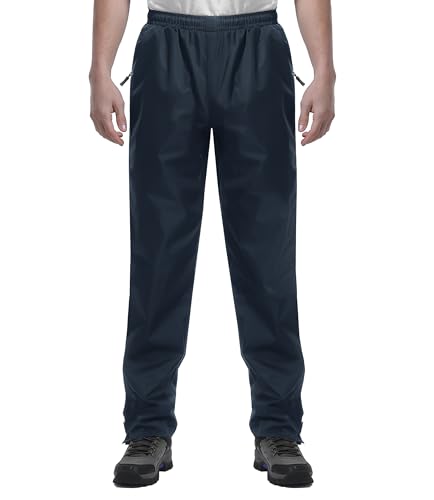 iCreek Men's Rain Pants Waterproof Zipper Pocket Windproof Hiking Pnats Lightweight Over Pants Outdoor for Golf, Rainy