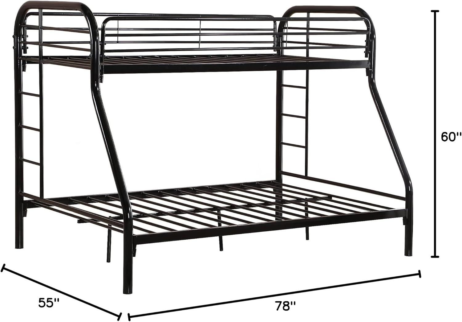 Better Home Products Oasis Twin Over Full Metal Bunk Bed in Black