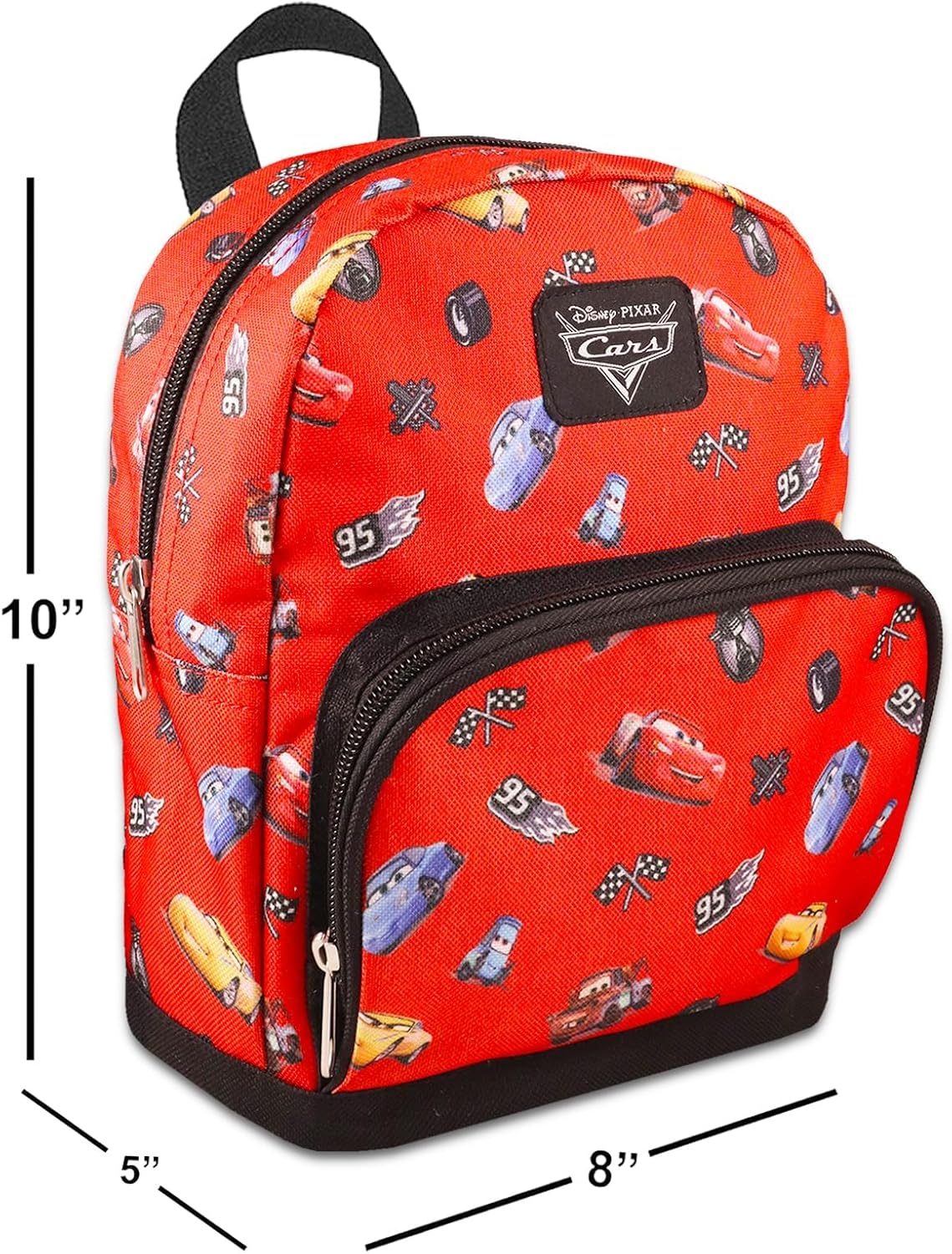Disney Cars Mini Backpack Set - 10” Canvas Pixar Cars Backpack with Front Pocket and Bottle | Lightning McQueen Backpack Bundle