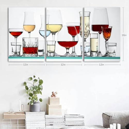 Boozy Homemade Old Fashioned the Rocks 3 Piece Canvas Wall Art for Living Room Bedroom Office Framed Prints Pictures Painting Wall Decor Artwork for Walls Set of 3