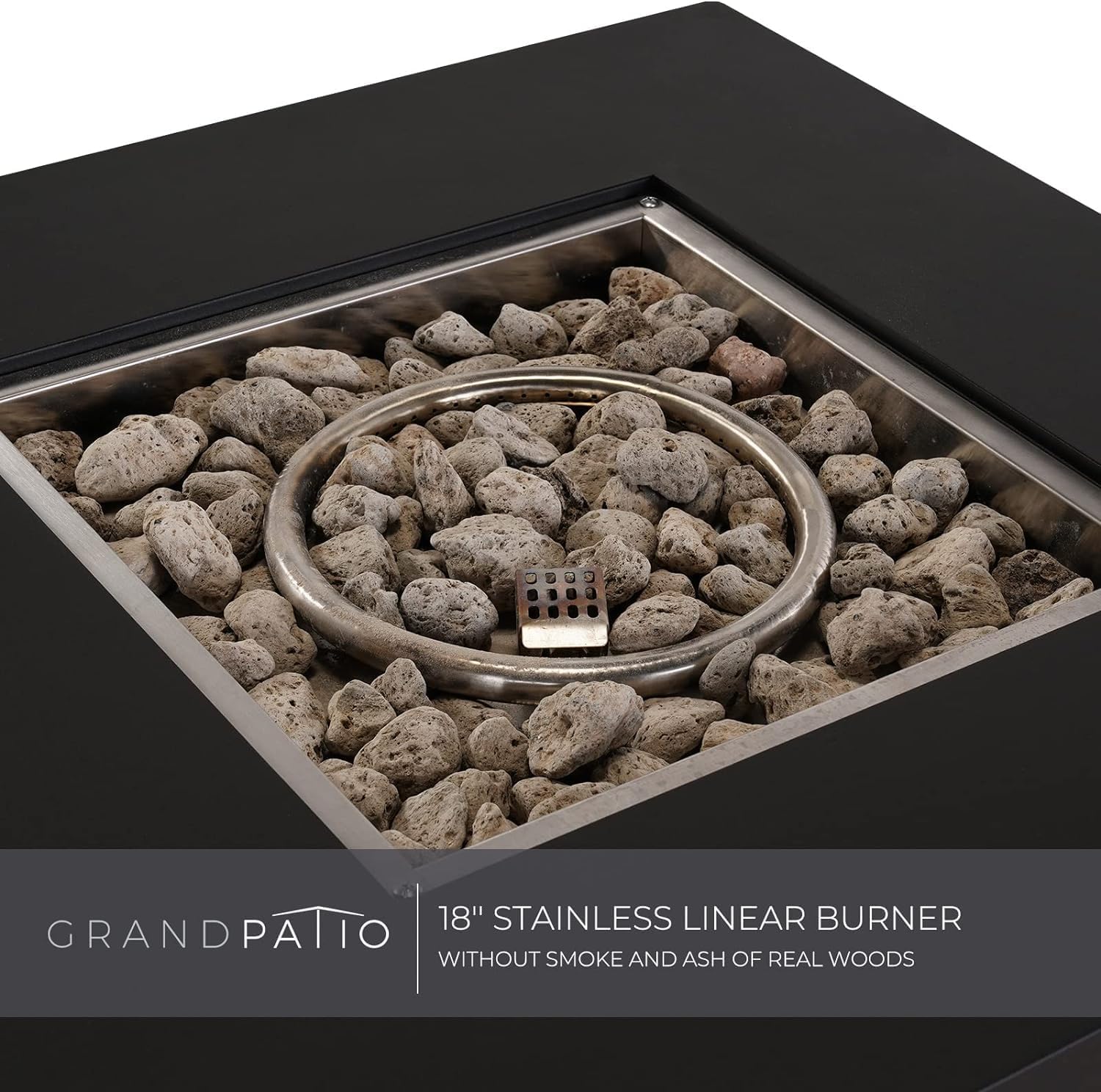 Grand Patio 30 Inch Square Propane Gas Fire Pit CSA Safety Approved, 50000BTU Outdoor Gas Fire Pit Table with Removable Lid and Lava Rock for Garden, Backyard, Deck