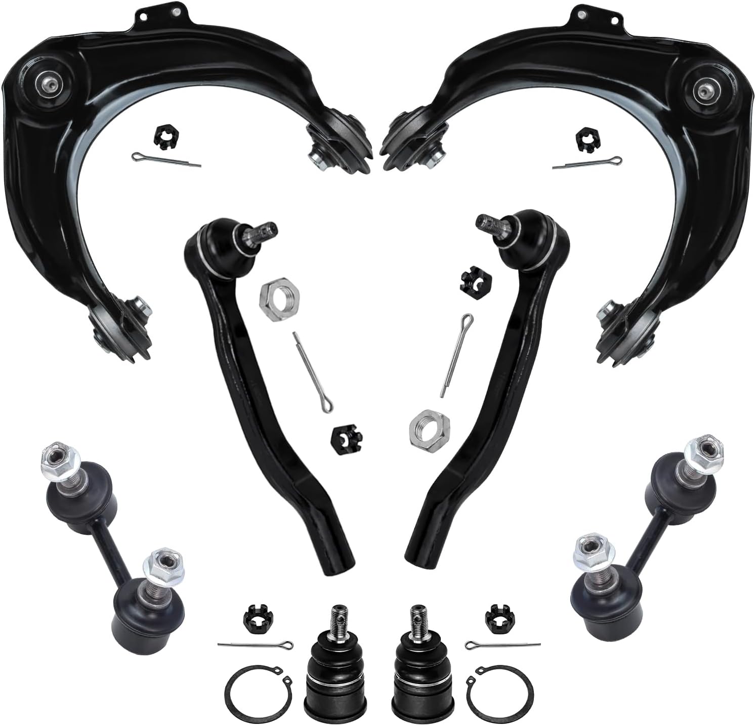 Detroit Axle - 8pc Front End Suspension Kit for Honda Accord CL TL, 2 Upper Control Arms w/Ball Joints, 2 Lower Ball Joints, 2 Outer Tie Rods, 2 Sway Bar Links Replacement
