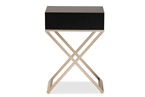 Baxton Studio Nightstands, Black/Brass/Gold