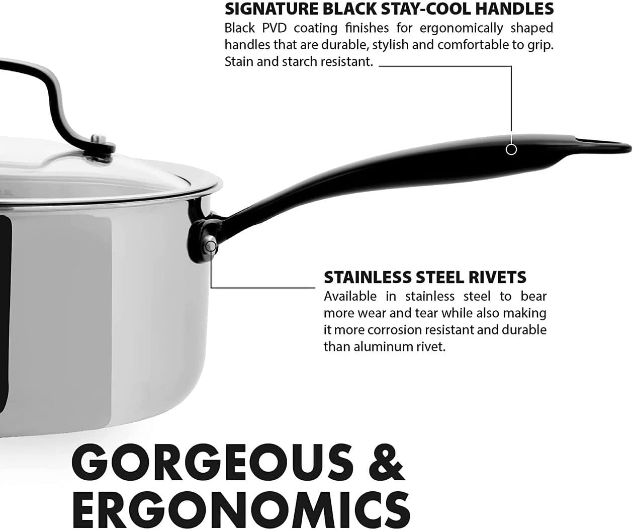 Full-clad Tri-ply 3 Qt Stainless Steel Sauce Pan With Lid Induction Cookware Silver Dishwasher Safe