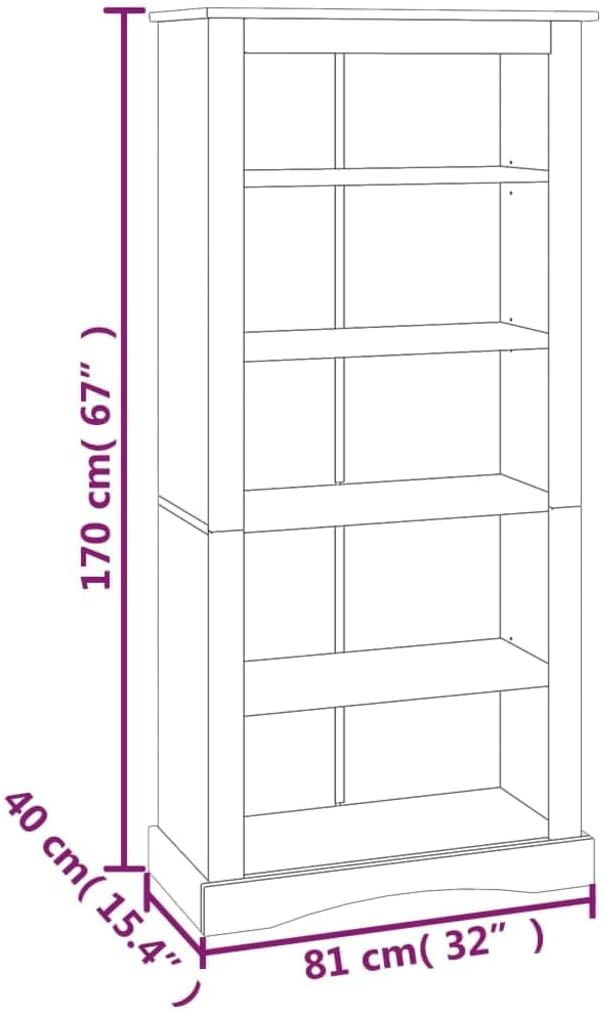 5-Tier Bookcase Mexican Pine Corona Range 31.9