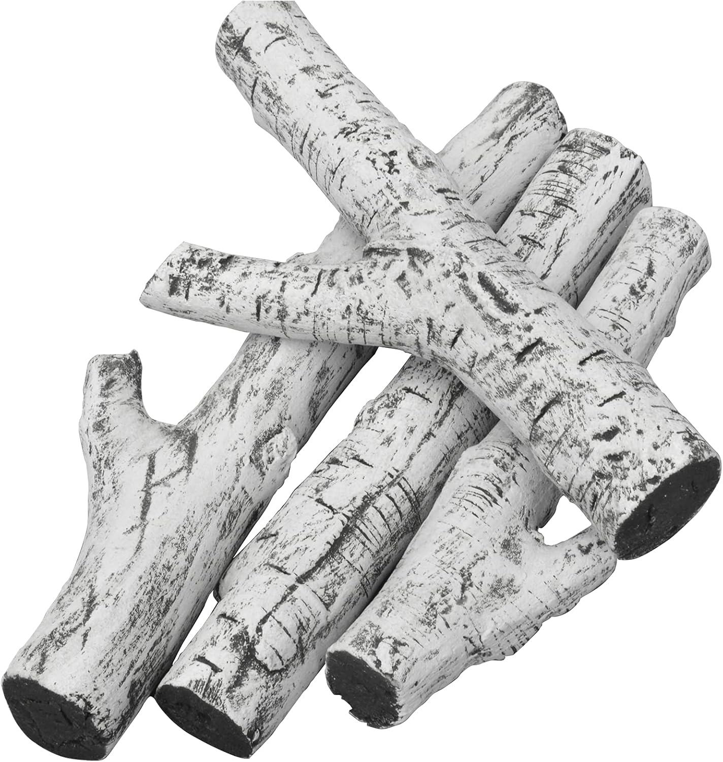 Stanbroil 4 Piece Set of Ceramic White Birch Wood Gas Log for All Types of Ventless, Gel, Ethanol, Electric,Gas Inserts, Propane, Indoor or Outdoor Fireplaces & Fire Pits