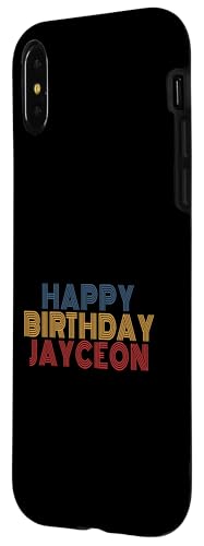iPhone 15 Happy Birthday Jayceon Personalized Name Retro Typography Case