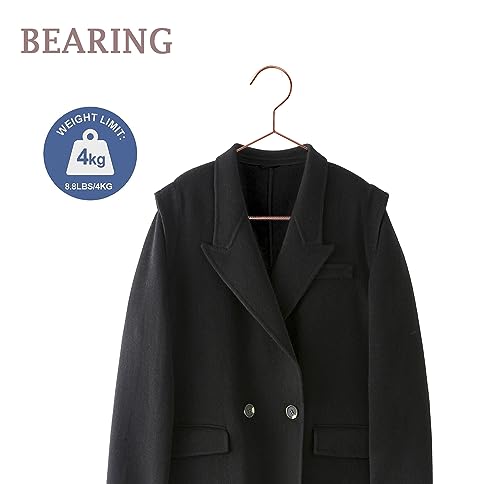 10-Pack Rose Gold Metal Wire Clothes Hangers with Non-Slip - 16.5