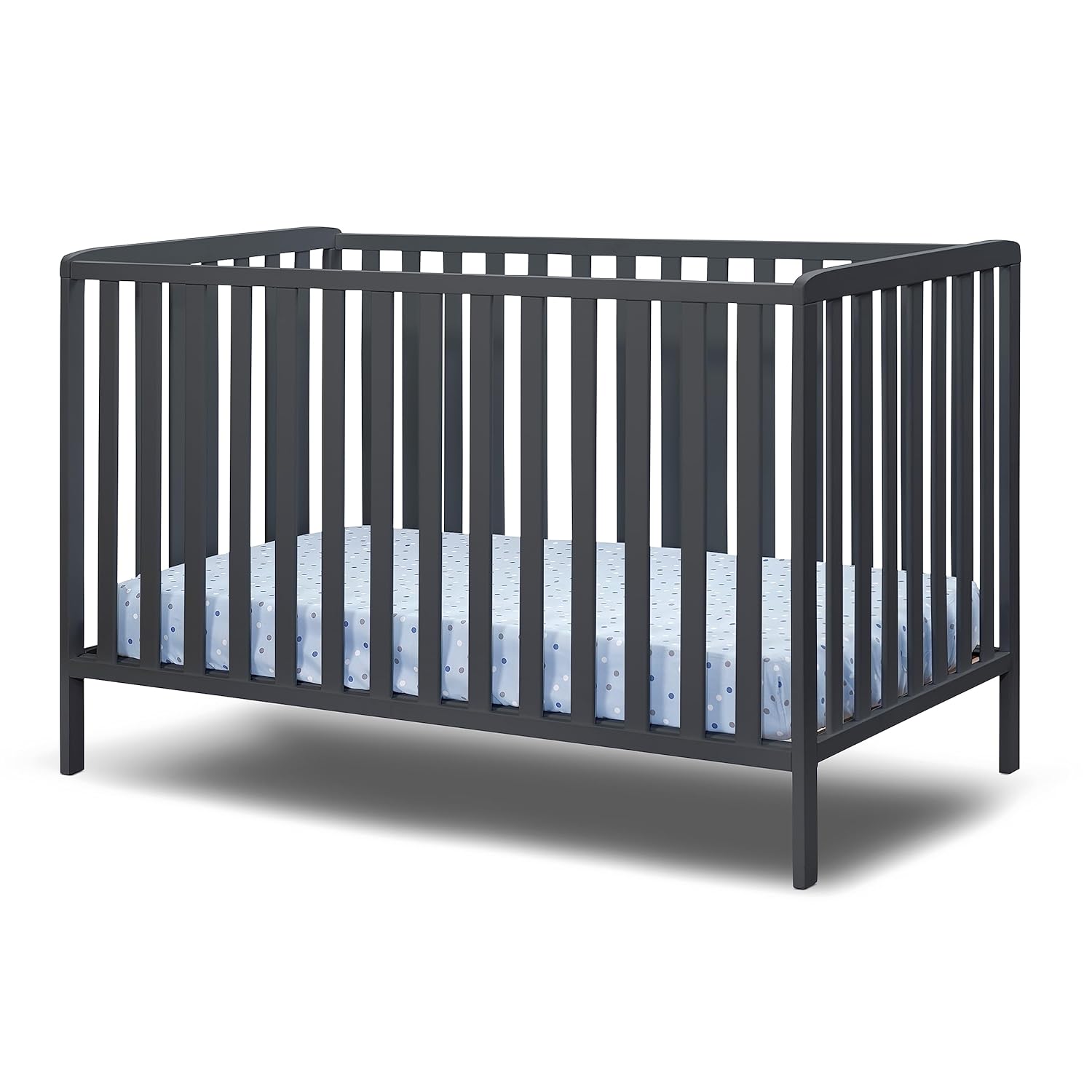 Sorelle Furniture Adrian Crib Modern 3-in-1 Convertible Crib, Made of Sustainable European Beech Wood, Non-Toxic Finish, Wooden Baby Bed, Toddler Bed and Child’s Daybed-Midnight