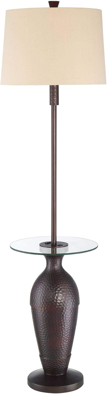 Regency Hill Fallon Industrial Floor Lamp with Tray Table USB and AC Power Outlet in Base 66