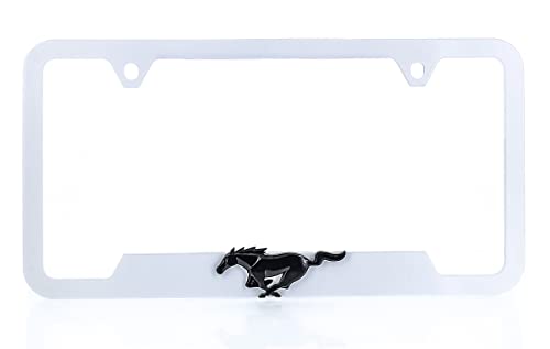 Ford Mustang Plastic License Plate Frame Tag Holder with 3D Emblem