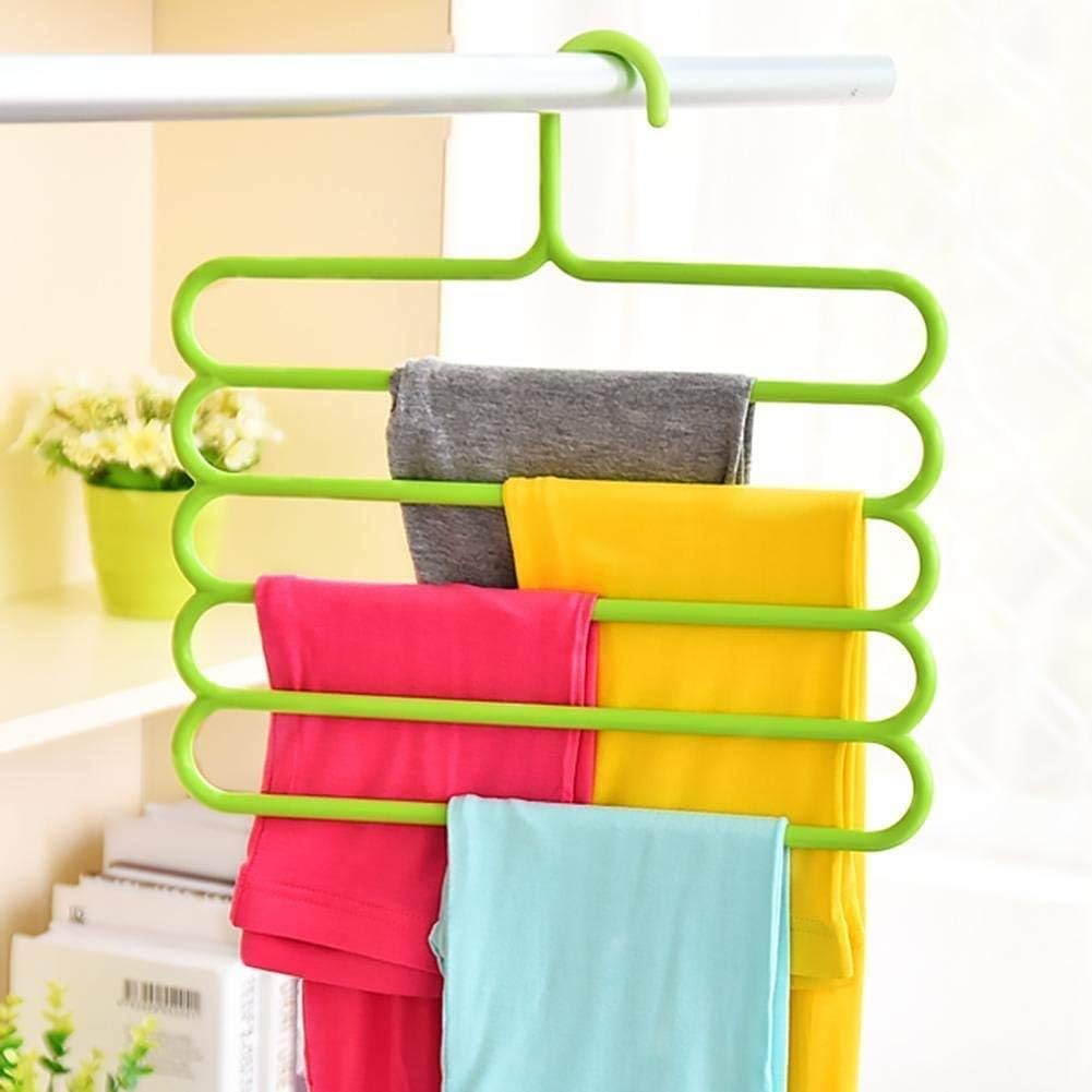 5 Layer Multipurpose Multi-Layer Hangers for Clothes | Shirts | Wardrobe | Ties | Pants | Space Saving Hanger | Cupboard | Wardrobe Organizer (Set of 5, Multicolor)