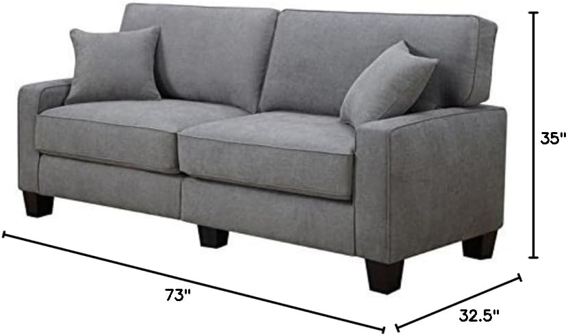 Pemberly Row Contemporary Fabric Upholstered Sofa in Glacial Gray