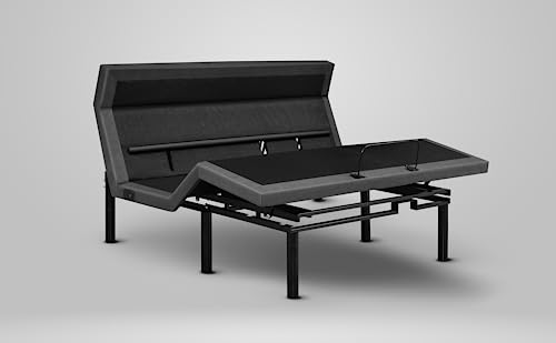 iDealBed 7i Custom Adjustable Bed Base, Pillow Tilt, Lumbar Adjustment, Wall-Hugger, Wireless, Massage, Memory, Advanced Smooth Silent Operation, Bluetooth, USB Ports, Zero G (Split King)