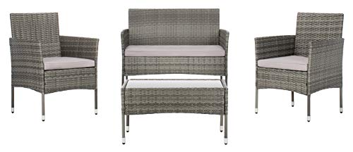 Safavieh PAT7504B Collection Abdul Grey 4-Piece Outdoor Living Patio Set