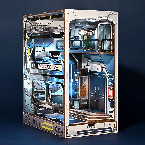 Spilay DIY Dollhouse Miniature Book Nook Assemble Kit,3D Wooden Puzzle Bookshelf Insert Decor with Sensor Light,Bookends Model Build-Creativity Kit for Adults Women Birthday Gift (Island of Love)