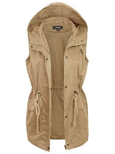 Womens Zip Up Military Anorak Utility Vest with Hood True US Size (S-XL)