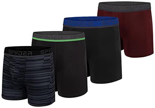 Spyder Mens Boxer Briefs 4 Pack Poly Spandex Performance Boxer Briefs Underwear