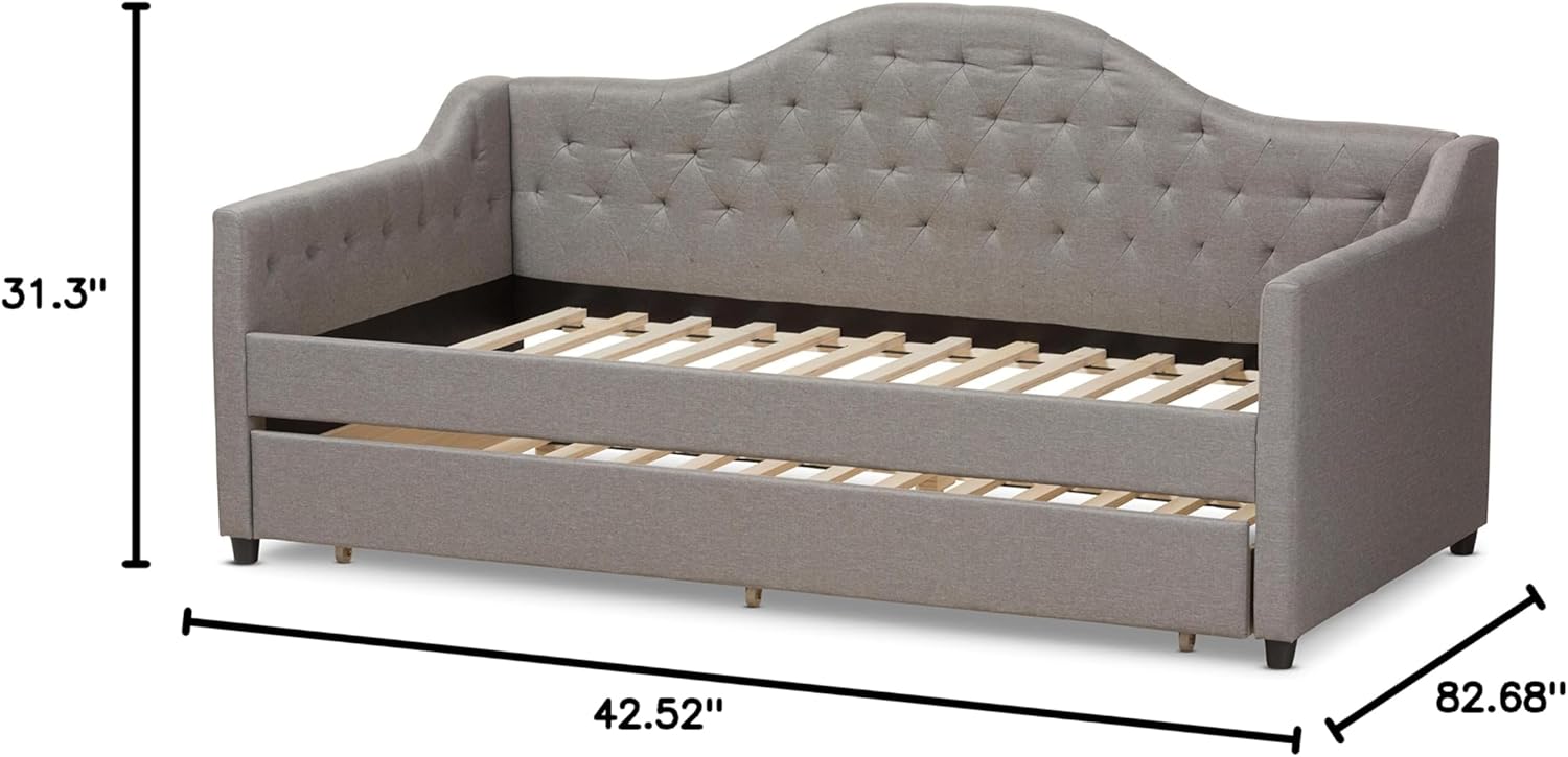 Baxton Studio Peola Modern Fabric Daybed with Trundle, Twin