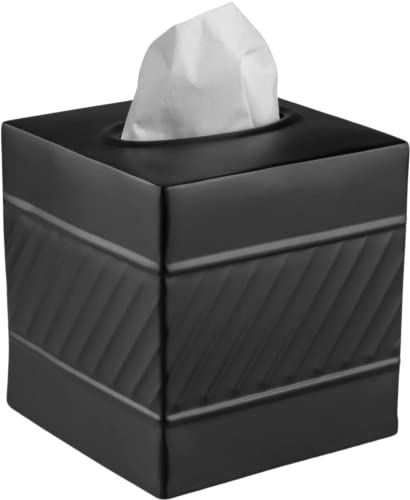 Monarch Abode 39327 Handcrafted Tissue Box Square Cover Dispenser, Wave Embossed, Metal Dresser Accessories for Office Bathroom Decor Vanity, Decorative Tissue Box, Nickel Chrome Finish