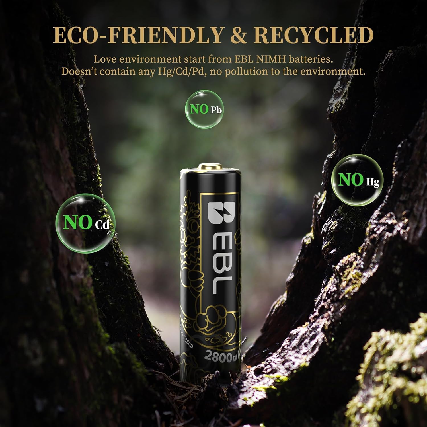 EBL Rechargeable AA Batteries 2800mAh 8 Counts Ni-MH AA Rechargeable Battery (Golden Top New Year-Loong Series)