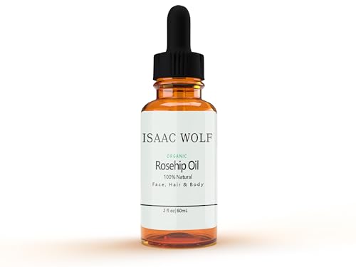 ISAAC WOLF Organic Rosehip Seed Oil for Face, Hair & Body 100% Pure Cold Pressed Unrefined Anti-aging Antioxidant Oil (4 FL Oz)
