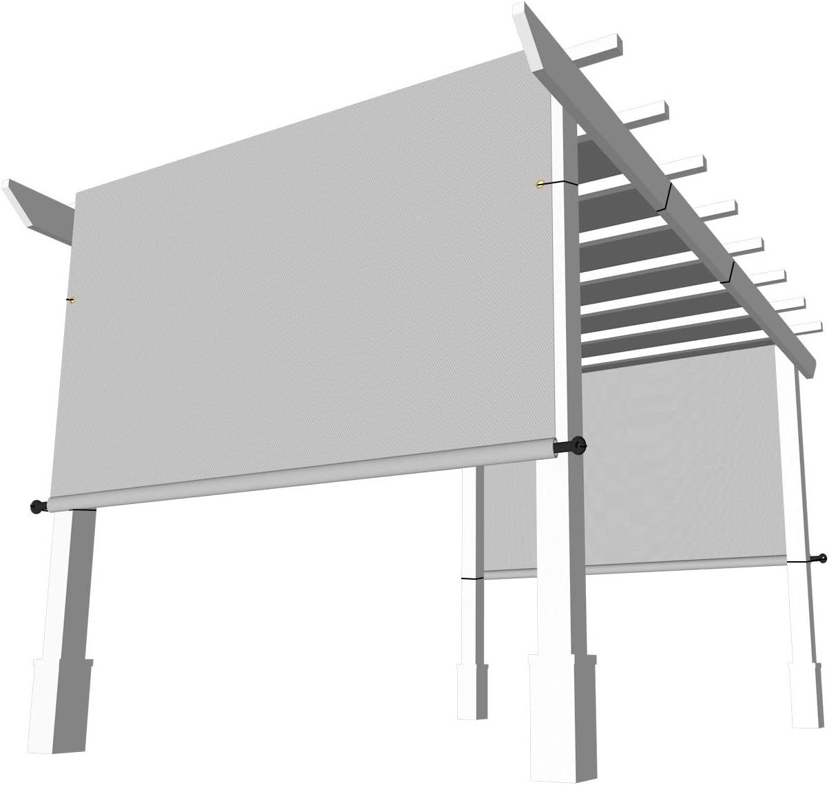 13' x 25' Universal Waterproof Replacement Shade Cover Canopy for Pergola Patio Privacy Shade Screen with Grommets on 2 Sides includes Weighted Rods UV Block Light Grey