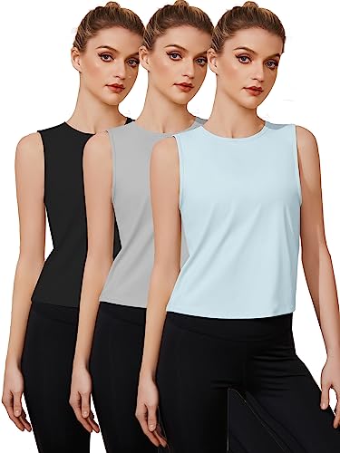 FelFory Workout Tops for Women Sleeveless Tops for Women Tank Tops for Women Loose Fit High Neck Workout Tank Tops for Women