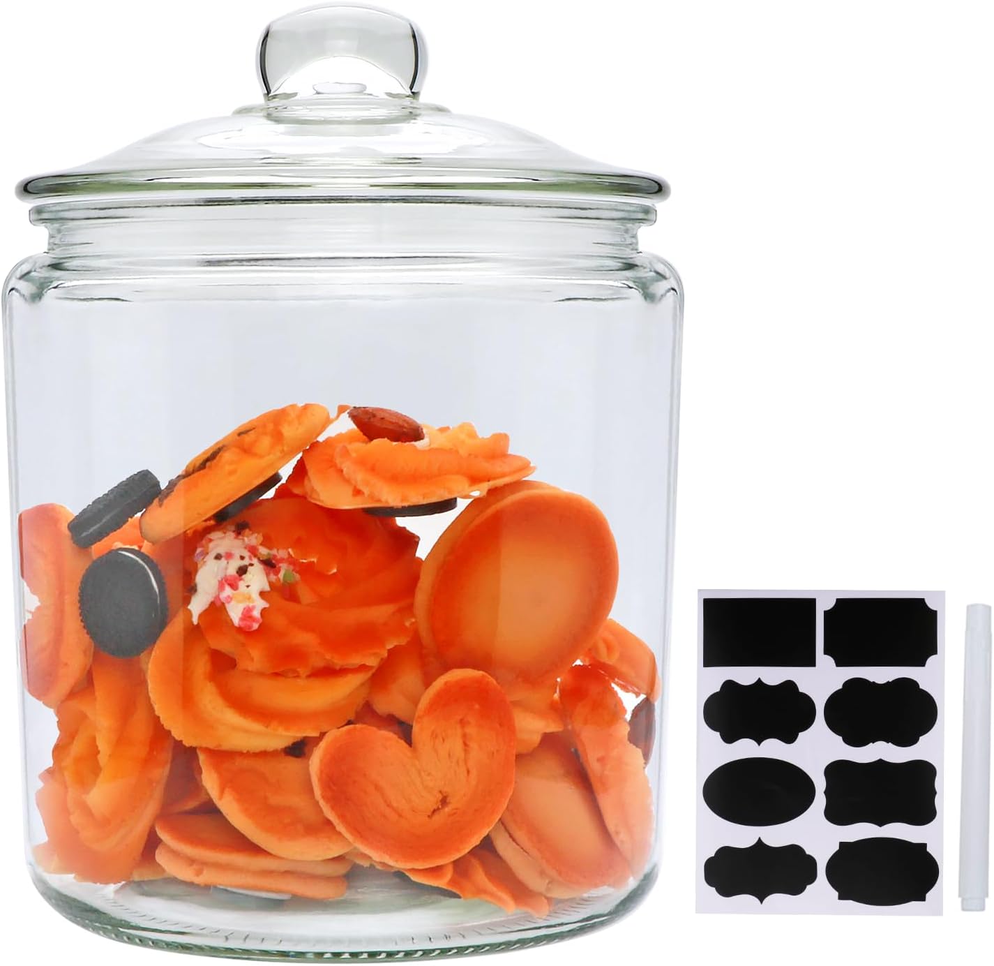 1 Gallon Glass Canister, Cookie Jar & Candy Jar with Airtight Lid, Large Food Storage Container for Buffet, Coffee & Flour, Laundry Room Storage & Pantry