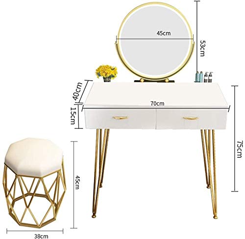 Luxury Dressing Vanity Table w/Stool for Bedroom, Dressing Table Bedroom Nordic Modern Minimalist Net Red Ins Wind Makeup Table Small Mini Light Luxury(Style 5)