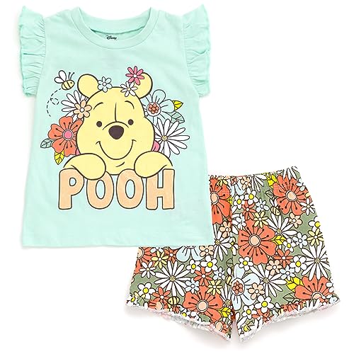 Disney Classics Princess Lilo & Stitch Winnie The Pooh T-Shirt & Chambray Shorts Infant to Big Kid Sizes (12 Months - 14-16)