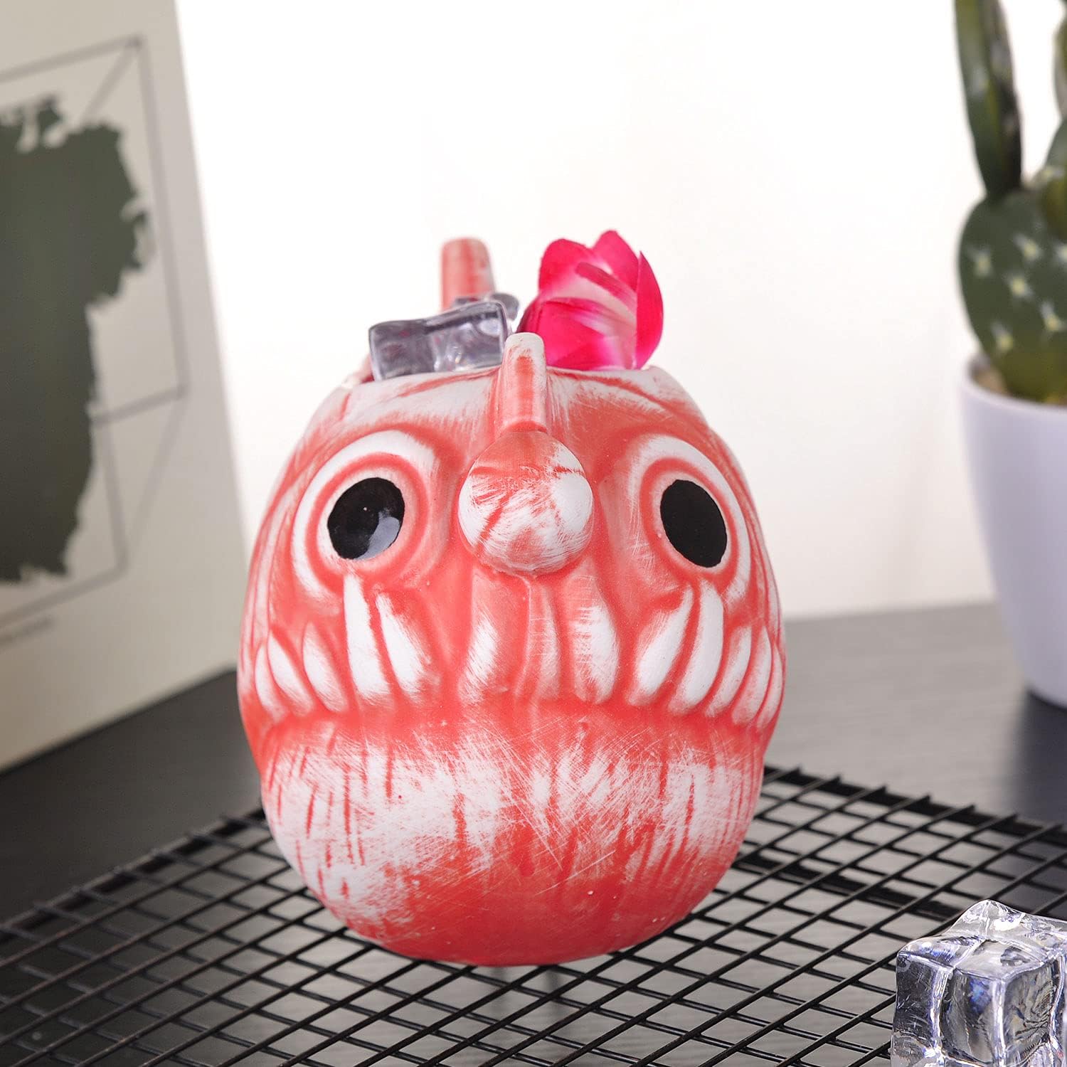 WHJY Creative Cocktail TIKI Mug Bar-Tiki Glass Hawaii Wine Red Light Fish Ceramic Cup Mug