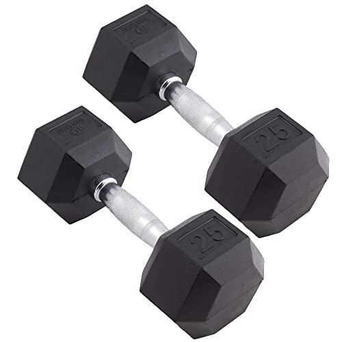 Body Sport Rubber Encased Hex Dumbbell Weight, Pair – Dumbbells for Exercises – Strength Training Equipment – Home Gym Accessories – Weight Training