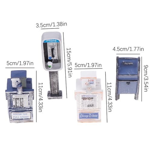 Miniature American Payphone in 1:12 Scale,Mini Vintage Style Dollhouse Furniture Phone Booth Model Accessorries Decoration