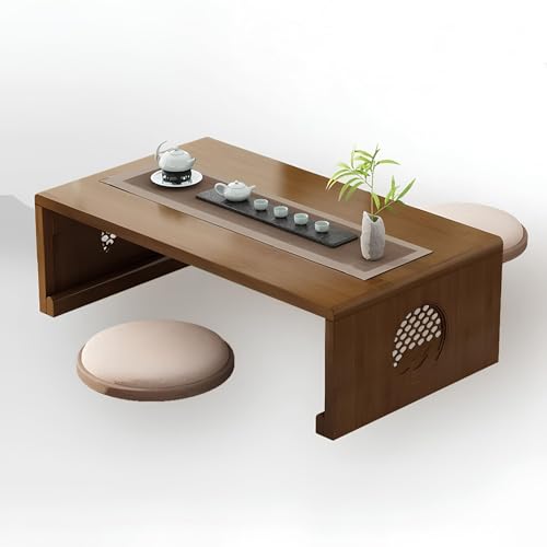 Bamboo Japanese Tea Table, Foldable Low Coffee Table for Sitting On The Floor, Portable Collapsable Table for Living Room, Dining Room, Home Decoration(120x50x31cm)