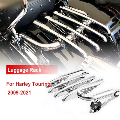 Dasen Chrome Mounting Stealth Luggage Rack Detachable Compatible with 2009-2024 Harley Davidson Touring Road King Electra Road Street Glide
