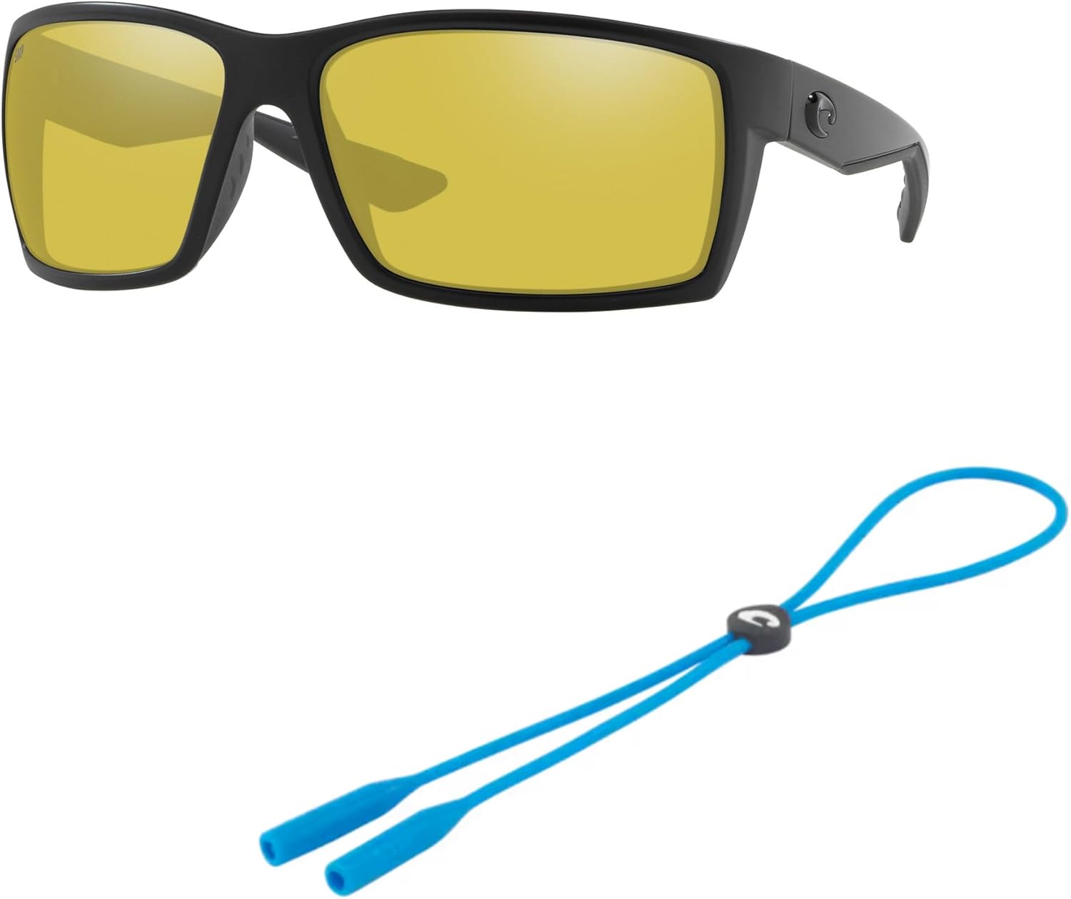 Costa Del Mar 06S9007 Sunglasses Bundle: 06S 9007 900708 Reefton 01 Blackout Sunrise S and Bow-line Silicone Costa Blue leash Accessory kit