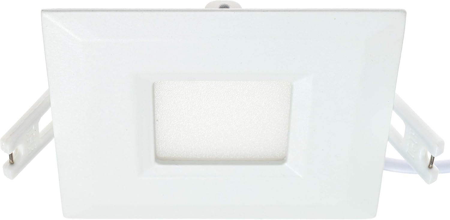 Goodlite 3 Inch Ultra Thin Square Slim Wafer Fixture, 400 Lumens 50 Watt Equal, Dimmable, Super White 5000k,