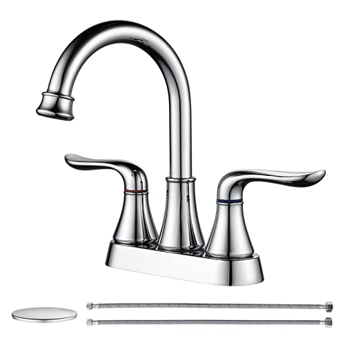 Bathroom Sink Faucet Widespread 8 Inch Bathroom Faucets for Sink 3 Hole Brushed Nickel Double Handles Bathroom Faucets with Pop Up Drain and cUPC Faucet Supply Lines