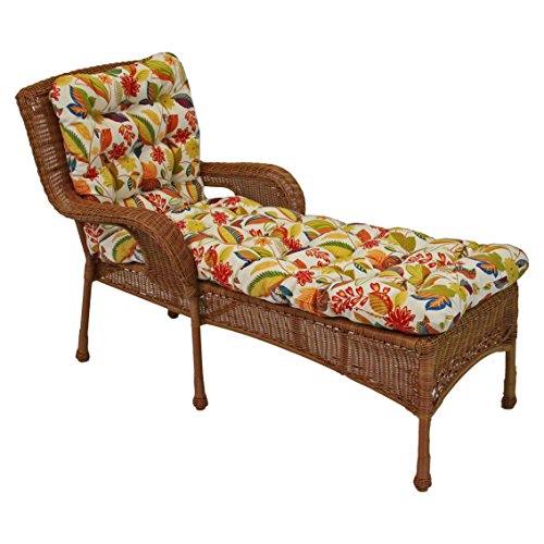 Blazing Needles Squared Outdoor Patterned Spun Polyester Tufted Chaise Lounge Cushion, 74